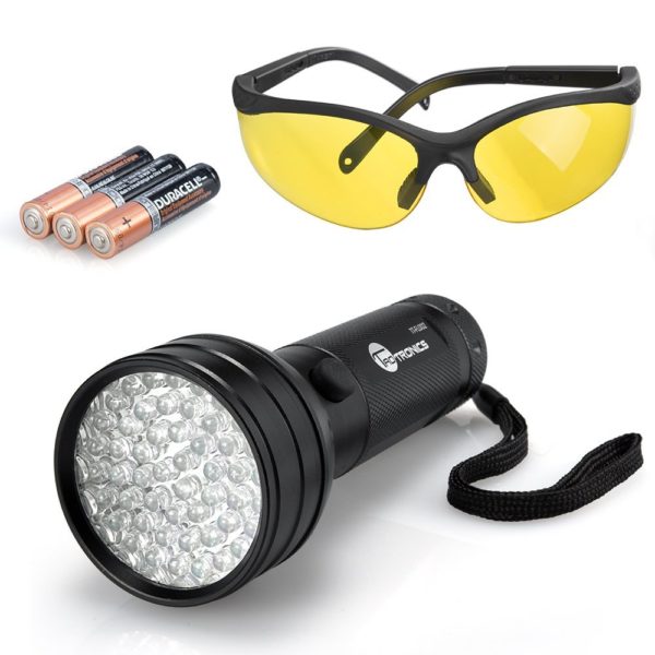 linterna uv51 leds con gafas